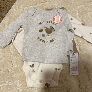 Gray 'My First Turkey Day' Baby Outfit